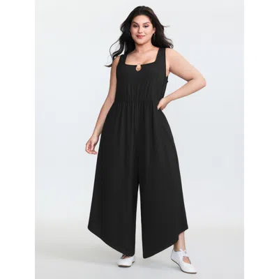 Bloomchic Women's Plus Size Supersoft Stretchy Metal Loop Jumpsuit Black Casual 30/6x