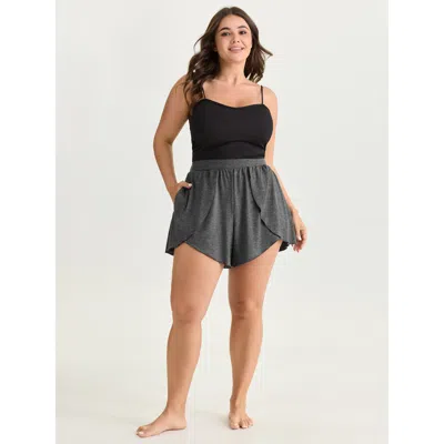 Bloomchic Women's Plus Size Supersoft Stretchy Petal Hem Lounge Bottoms Dimgray Short 10/m