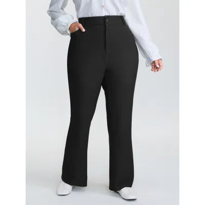 Bloomchic Women's Plus Size Supersoft Stretchy Plain Bootcut Pants Black Solid Flared High Rise Casual 10/m