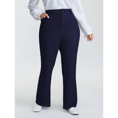 Bloomchic Women's Plus Size Supersoft Stretchy Plain Bootcut Pants Darkindigo Solid Flared High Rise Casual 10 In Purple