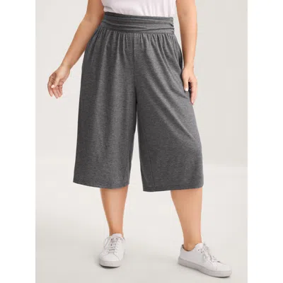 Bloomchic Women's Plus Size Supersoft Stretchy Pleated Waist Straight-leg Pants Dimgray Non Wide Leg Mid Rise 