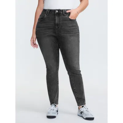Bloomchic Women's Plus Size Supersoft Stretchy Skinny-fit Jeans Denimgrey Topstitching Skinny Fit High Stretch
