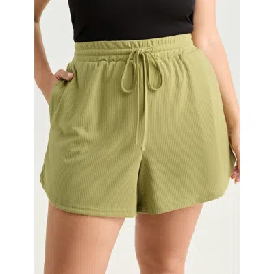Bloomchic Women's Plus Size Supersoft Stretchy Textured Drawstring Lounge Bottoms Mustardyellow Short 18-20/2x