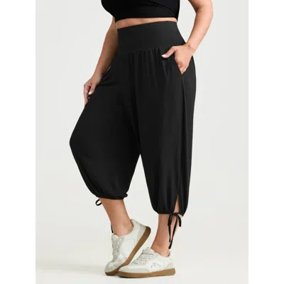 Bloomchic Women's Plus Size Supersoft Stretchy Tummy-friendly Pants Black Solid Jogger High Rise Casual 10/m