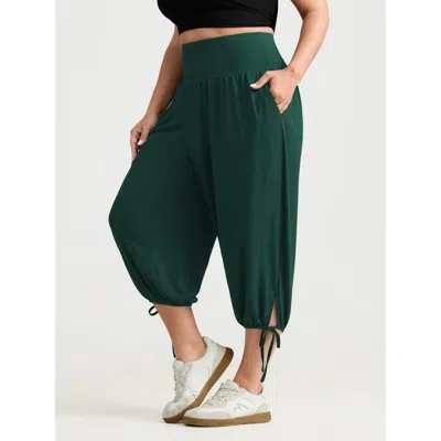 Bloomchic Women's Plus Size Supersoft Stretchy Tummy-friendly Pants Darkgreen Solid Jogger High Rise Casual 22 In Green