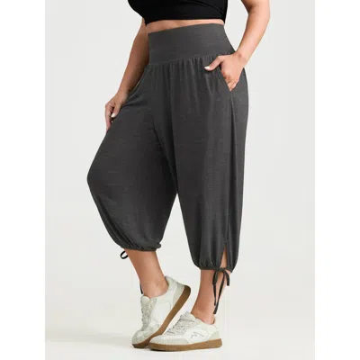 Bloomchic Women's Plus Size Supersoft Stretchy Tummy-friendly Pants Dimgray Solid Jogger High Rise Casual 22-2