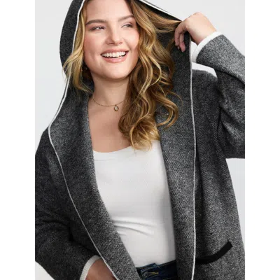 Bloomchic Women's Plus Size Supersoft Super Stretchy Hooded Knit Cardigan Darkgray Long Sleeve 12/l In Gray
