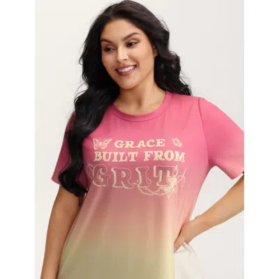 Bloomchic Women's Plus Size Supersoft Tie-dye Gradient Graphic T-shirt Multicolor Tie-dye Casual Short Sleeve 