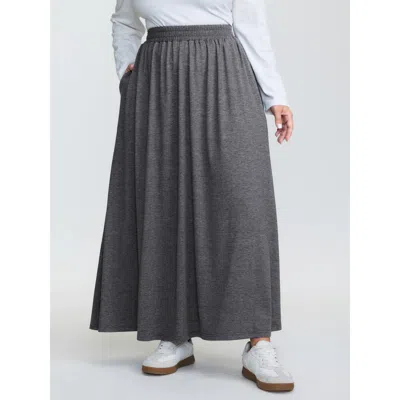Bloomchic Women's Plus Size Supersoft Wide Waistband Maxi Skirt Dimgray Non A-line Casual 10/m