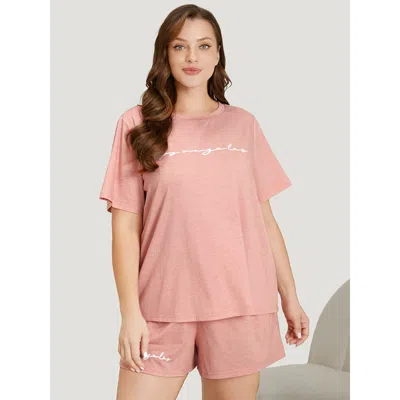 Bloomchic Women's Plus Size Sweet Dreams Flared Sleeve Pajama Top Pink Letter 14-16/1x