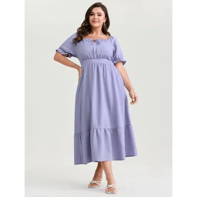 Bloomchic Women's Plus Size Textured Cinched-waist Drawstring Flowy Maxi Dress Lavender Synthetic Texture Maxi In Purple
