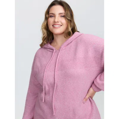 Bloomchic Women's Plus Size Textured Hooded Relaxed-fit Pullover Lilac Long Sleeve 10/m In Purple