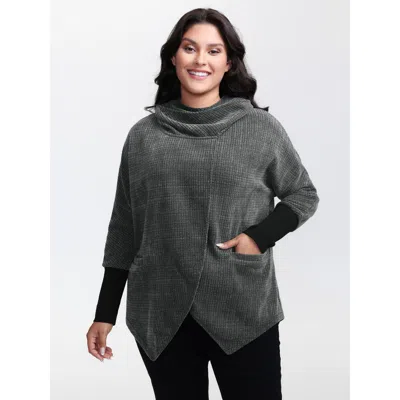 Bloomchic Women's Plus Size Textured Split Hem Hooded Jacket Multicolor Texture O-line 22-24/3x