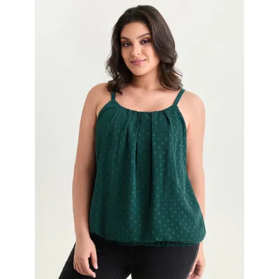 Bloomchic Women's Plus Size Textured Stretchy Hem Pleated Tank Top Darkslategray Casual Relaxed Fit Cocoon U-n