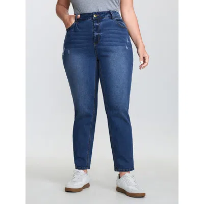 Bloomchic Women's Plus Size Thigh-friendly High-rise Bootcut Cropped Jeans Denimindigo Not Graphics Non Bootcu