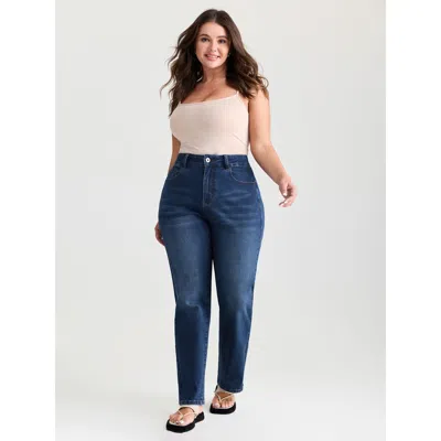 Bloomchic Women's Plus Size Thigh-friendly High-rise Flared Jeans Denimindigo Not Graphics Non Flared High Str