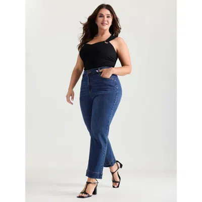 Bloomchic Women's Plus Size Thigh-friendly High-rise Straight-leg Jeans Denimindigo Not Graphics Non Straight 