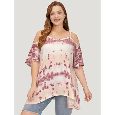 Bloomchic Women's Plus Size Tie Dye Asymmetrical Hem Cami T-shirt Multicolor Sleeveless Dailywear 10/m