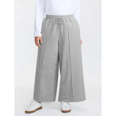 Bloomchic Women's Plus Size Toothpick Pleat Drawstring Pants Lightgray Non Wide Leg Mid Rise Casual 10/m In Gray