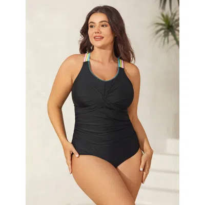 Bloomchic Women's Plus Size Twist Ruched Sculpted One-piece Swimsuit Black Solid Ruched Adaptive-fit 30/6x
