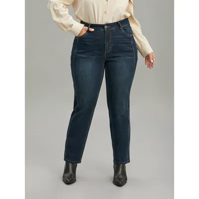 Bloomchic Women's Plus Size Very Stretchy Seam Detail Stitch Jeans Indigo Plain Plain High Stretch 16/1x In Purple