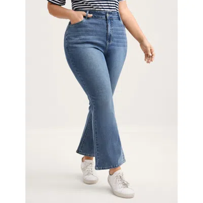 Bloomchic Women's Plus Size Vintage Straight-leg Mid-rise Jeans Darkindigo Non Flared High Stretch 10/m In Purple