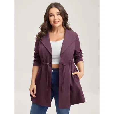 Bloomchic Women's Plus Size Waist-defining Drawstring Pockets Jacket Plum Drawstring X-line 30/6x In Purple