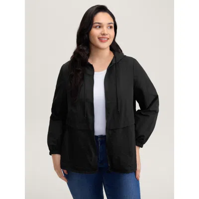 Bloomchic Women's Plus Size Water-resistant Hooded Lined Zipper Jacket Black Zipper O-line 12/l