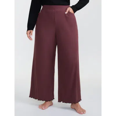Bloomchic Women's Plus Size Wavy Edge Straight-leg Lounge Bottoms Deepred Full 10/m In Red