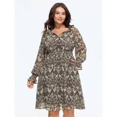 Bloomchic Woodland Creature Print Shirred Waist Chiffon Mini Dress In Multi