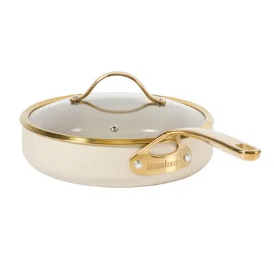 Bloomhouse 10 Inch Heavy Duty Aluminum Premium Pfa Free Ceramic Nonstick Saute/deep Frying Pan Skillet With Lid In Almond Cream