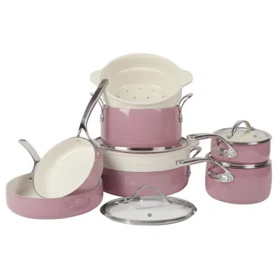 Bloomhouse 12 - Piece Non-stick Aluminum Cookware Set In Pink Orchid