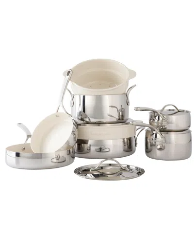 Bloomhouse 12 Piece Stainless Steel Non-stick Cookware Set In White