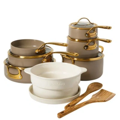Bloomhouse 15 Piece Ceramic Nonstick Aluminum Cookware Set With Dutch Oven In Brown