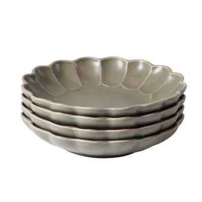 Bloomhouse - 2 Time Oprah's Favorite Things - 4 Piece Dinner Bowl Set, 9” Embossed Scallop Stoneware Bowls In Gray