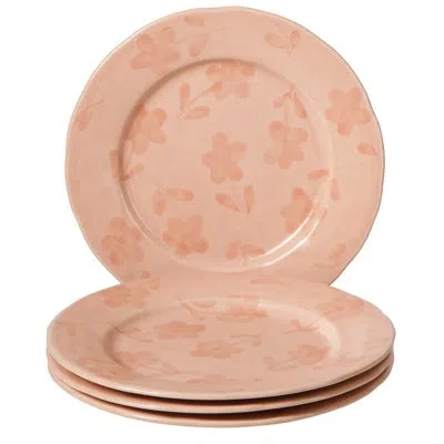Bloomhouse Porto Petals 10.8 Inch Dinner Plates Set Of 4 In Pink