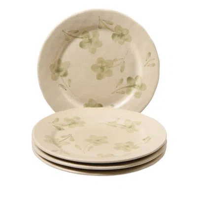 Bloomhouse - 2 Time Oprah's Favorite Things - Made In Portugal Hand Painted 8.6 Inch Salad Plates Set Of 4 - Po In Green Orchid
