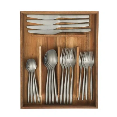 Bloomhouse 20 Piece Stone Washed Flatware 18/10 Stainless Steel Silverware Cutlery Utensil Set With