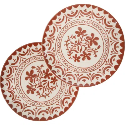 Bloomhouse 2-time Oprah's Favorite Things Brand, Valencia Flor 2 Piece Stoneware Serving Platter Set In Brown