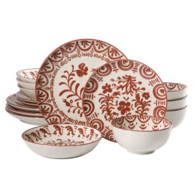 Bloomhouse 2-time Oprah's Favorite Things, Valencia Flor 16 Piece Plates And Bowls Dinnerware Set In Red