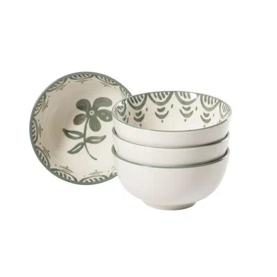 Bloomhouse - 2-time Oprah's Favorite Things - Valencia Flor 4 Piece Set, 8” Stoneware Pasta Bowls, Mediterranea In Cereal Bowl - Fern Green