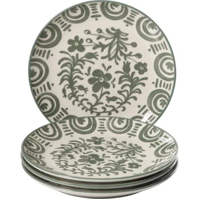 Bloomhouse 2-time Oprah's Favorite Things, Valencia Flor 4 Piece Stoneware Dessert Plate Set In Green