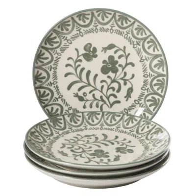 Bloomhouse 2-time Oprah's Favorite Things, Valencia Flor 4pc Stoneware Dinner Plate Set In Green