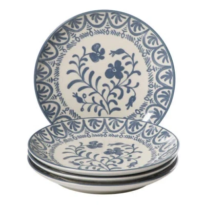 Bloomhouse 2-time Oprah's Favorite Things, Valencia Flor 4pc Stoneware Dinner Plate Set In Blue