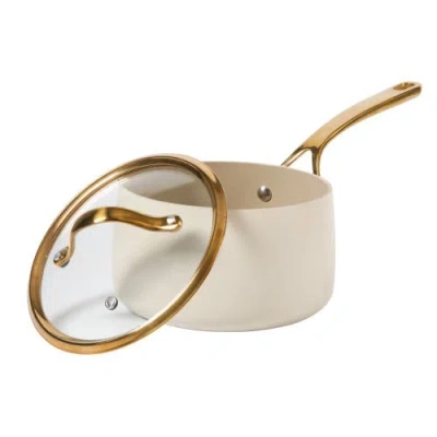 Bloomhouse 3 Quart Heavy Duty Aluminum Premium Pfa Free Ceramic Nonstick Saucepan With Lid In White