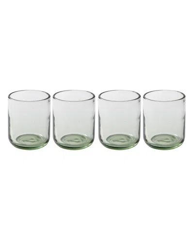 Bloomhouse 4 Pc Handmade 16 oz Dof Tumbler Set In Open Green