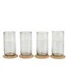 Bloomhouse 4 Pc Handmade 21 oz Tumbler Coaster Set In Open Green