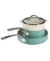 Bloomhouse 4 Piece Induction Base Cookware Set In Green