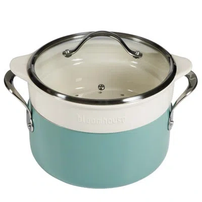 Bloomhouse 6 Quarts Non-stick Aluminum Round Dutch Set In Turquoise,white,aluminum