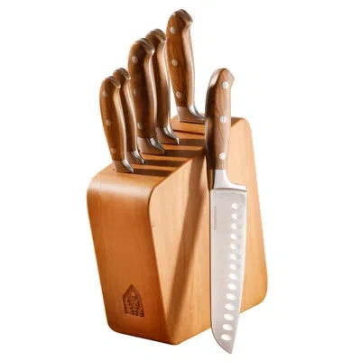 Bloomhouse 7 Piece Italian Olive Wood Knife Block Set W/ German Forged Steel Knives In Brown